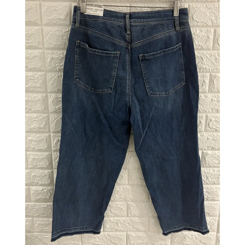 CHICOS WOMENS JEANS SIZE 0.5R US SIZE 6R  CROP HIGH RISE STRAIGHT LEG DISTRESSED - Picture 6 of 12